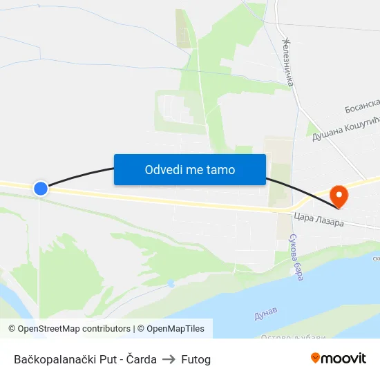 Bačkopalanački Put - Čarda to Futog map