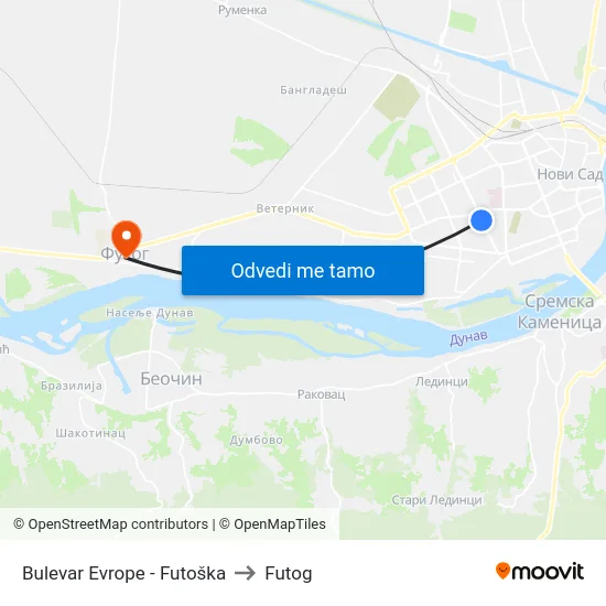 Bulevar Evrope - Futoška to Futog map