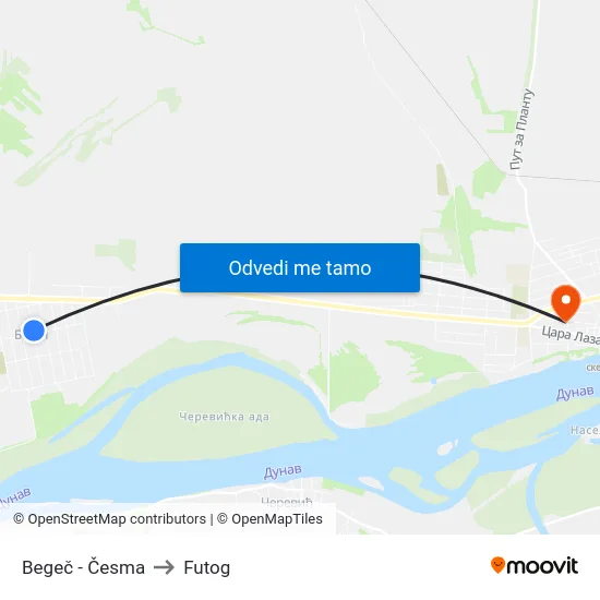 Begeč - Česma to Futog map