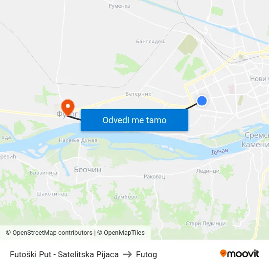Futoški Put - Satelitska Pijaca to Futog map