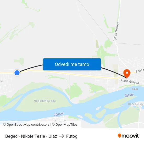 Begeč - Nikole Tesle - Ulaz to Futog map