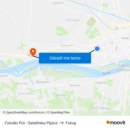Futoški Put - Satelitska Pijaca to Futog map