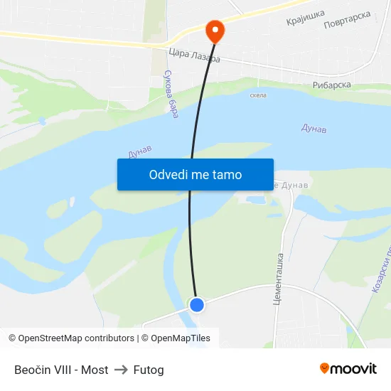 Beočin VIII - Most to Futog map