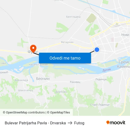 Bulevar Patrijarha Pavla - Drvarska to Futog map