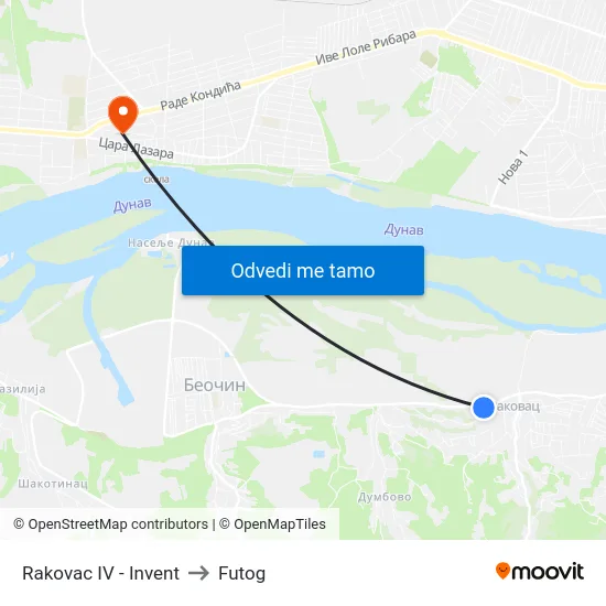 Rakovac IV - Invent to Futog map