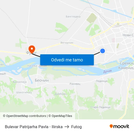 Bulevar Patrijarha Pavla - Ilirska to Futog map