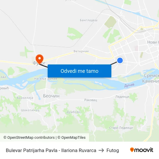 Bulevar Patrijarha Pavla - Ilariona Ruvarca to Futog map