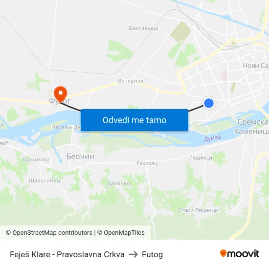 Feješ Klare - Pravoslavna Crkva to Futog map