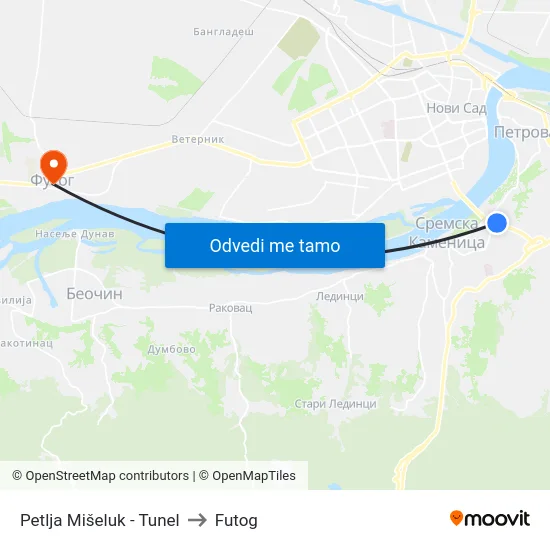 Petlja Mišeluk - Tunel to Futog map