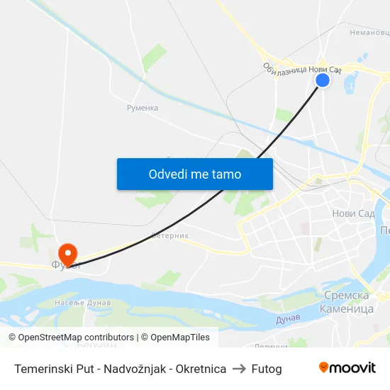Temerinski Put - Nadvožnjak - Okretnica to Futog map