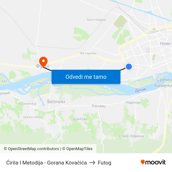 Ćirila I Metodija - Gorana Kovačića to Futog map