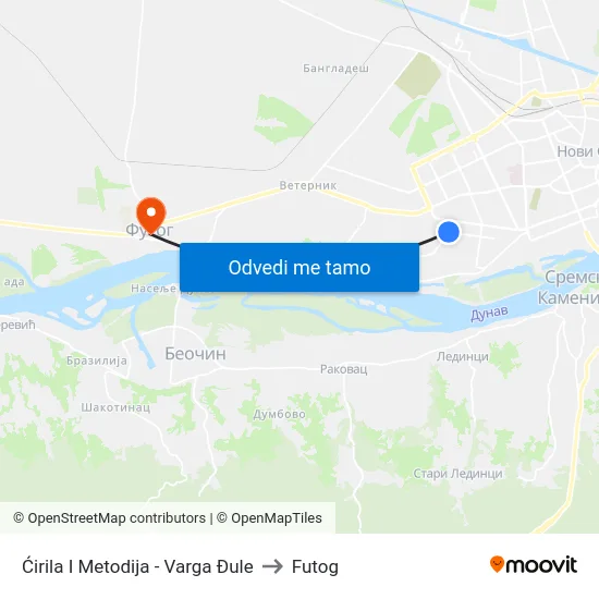 Ćirila I Metodija - Varga Đule to Futog map