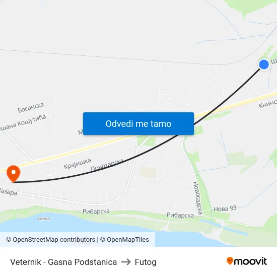 Veternik - Gasna Podstanica to Futog map