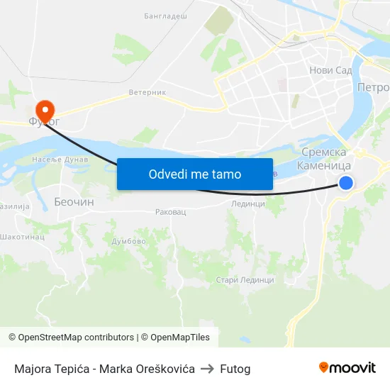 Majora Tepića - Marka Oreškovića to Futog map