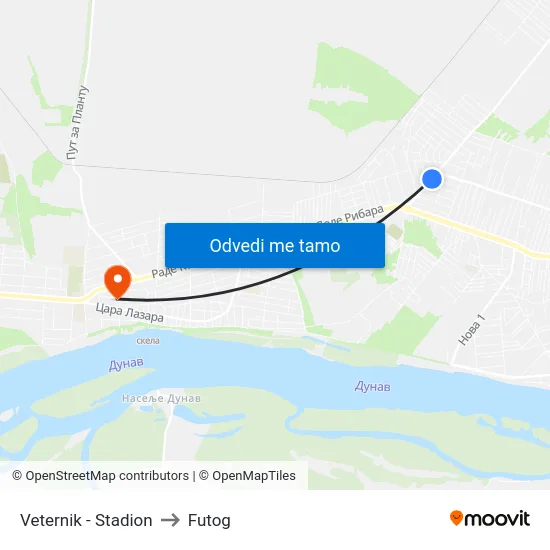 Veternik - Stadion to Futog map