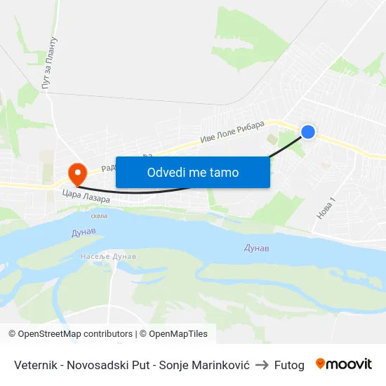 Veternik - Novosadski Put - Sonje Marinković to Futog map