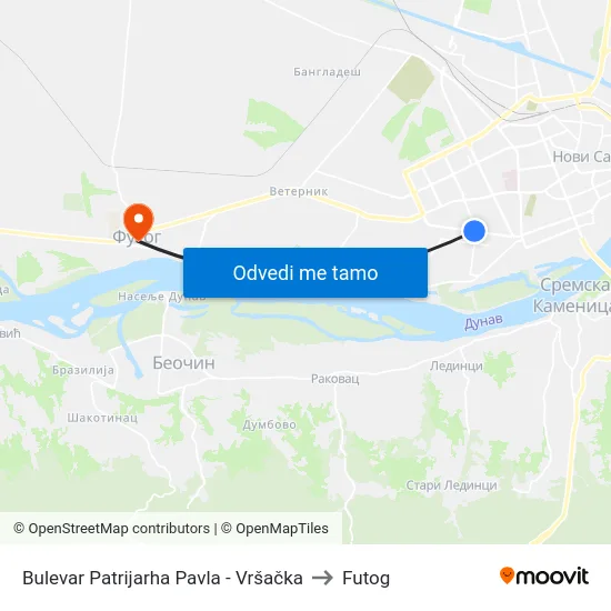Bulevar Patrijarha Pavla - Vršačka to Futog map