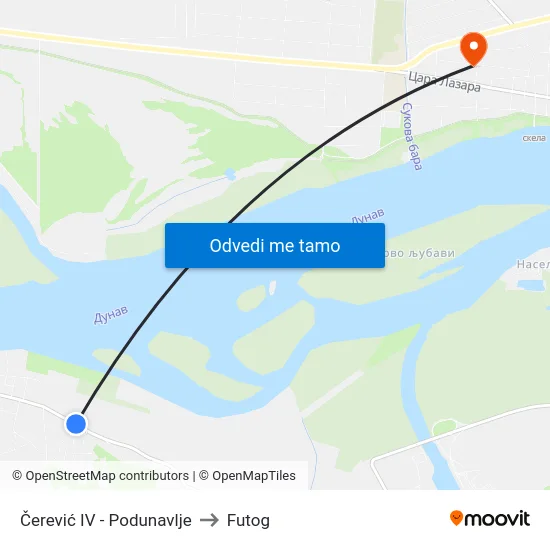 Čerević IV - Podunavlje to Futog map