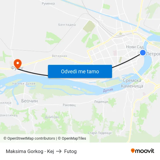 Maksima Gorkog - Kej to Futog map