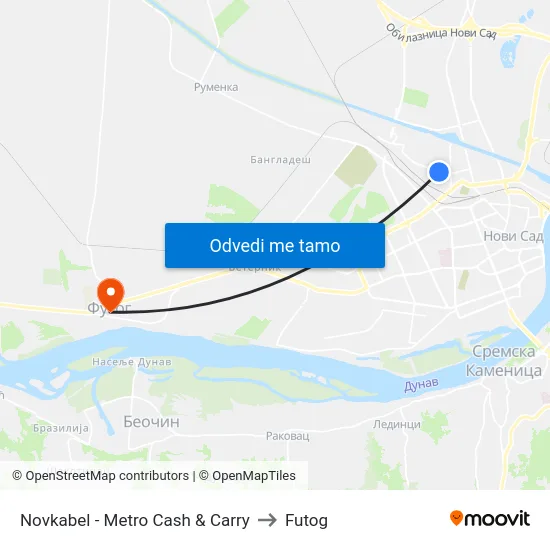 Novkabel - Metro Cash & Carry to Futog map