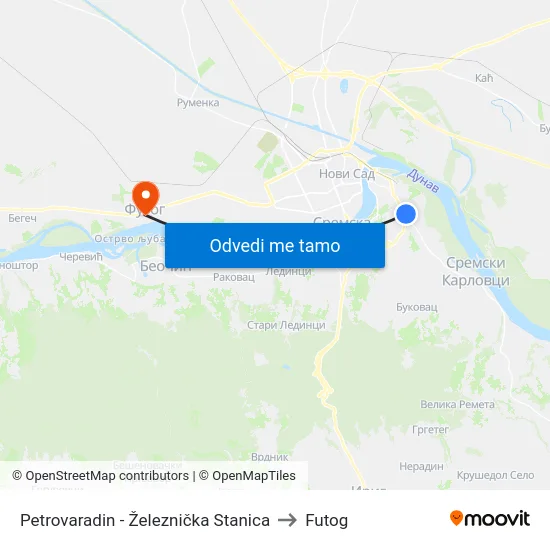 Petrovaradin - Železnička Stanica to Futog map