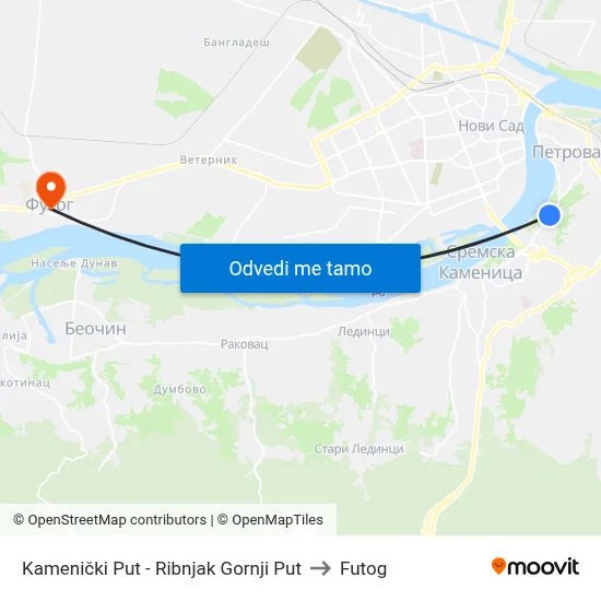 Kamenički Put - Ribnjak Gornji Put to Futog map