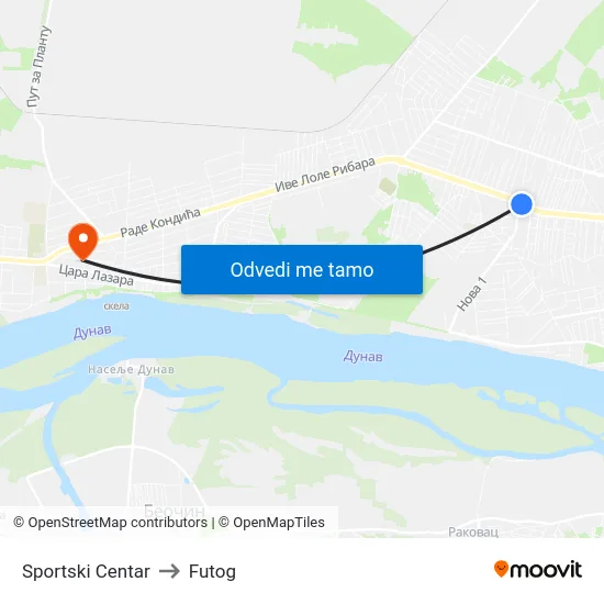Sportski Centar to Futog map
