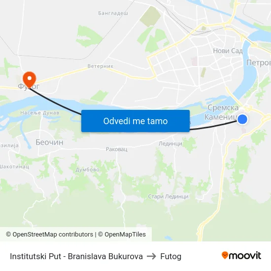 Institutski Put - Branislava Bukurova to Futog map