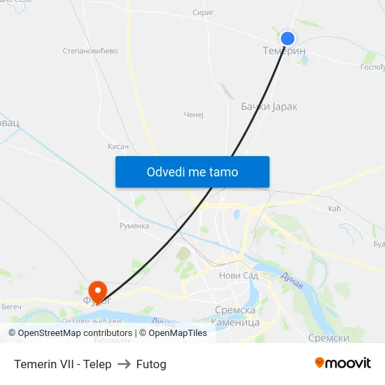 Temerin VII - Telep to Futog map