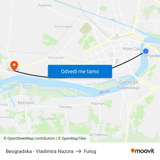 Beogradska - Vladimira Nazora to Futog map