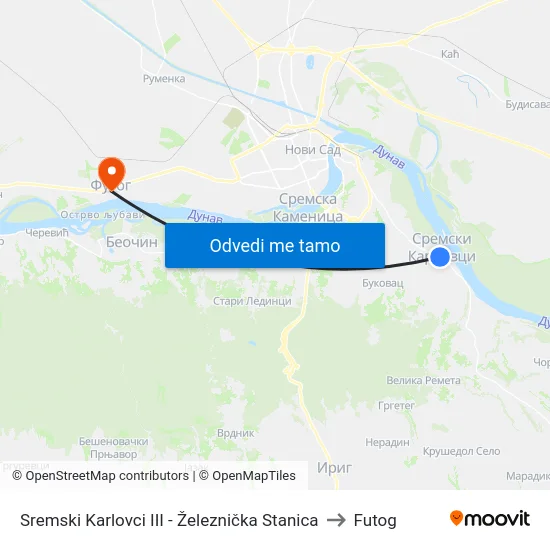 Sremski Karlovci III - Železnička Stanica to Futog map