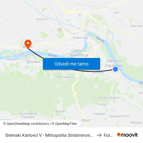 Sremski Karlovci V - Mitropolita Stratimirovića to Futog map