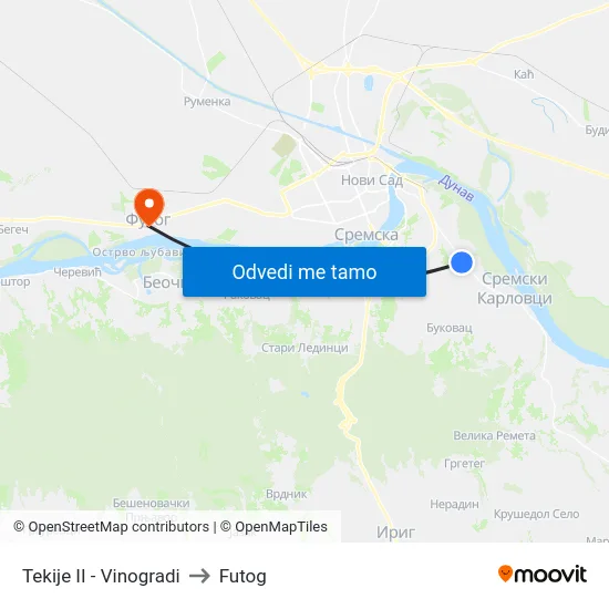 Tekije II - Vinogradi to Futog map
