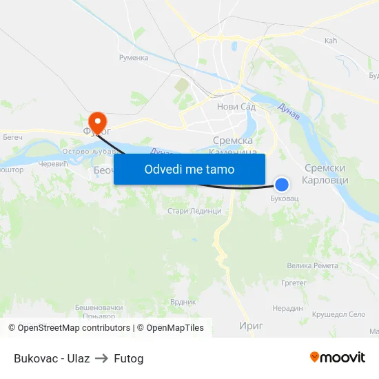 Bukovac - Ulaz to Futog map