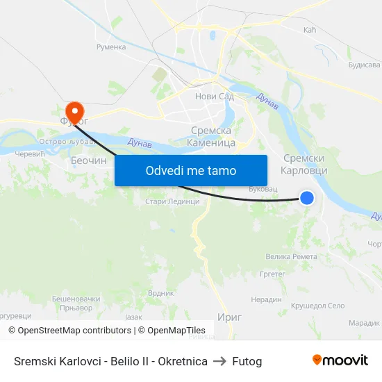 Sremski Karlovci - Belilo II - Okretnica to Futog map