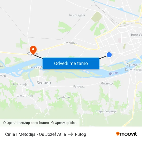 Ćirila I Metodija - Oš Jožef Atila to Futog map
