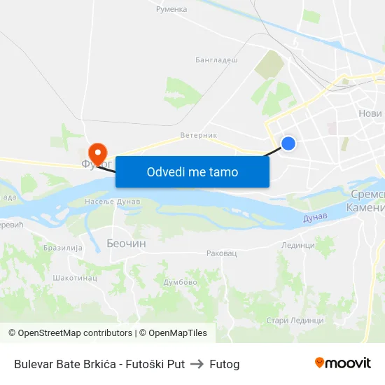 Bulevar Bate Brkića - Futoški Put to Futog map