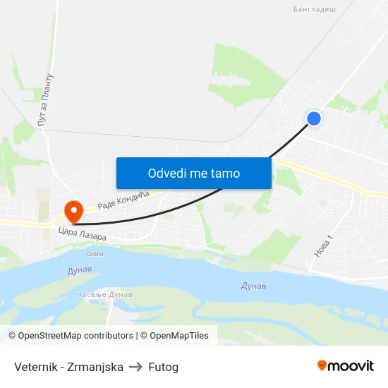 Veternik - Zrmanjska to Futog map
