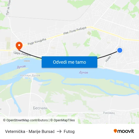 Veternička - Marije Bursać to Futog map