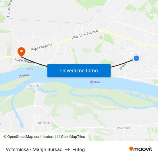 Veternička - Marije Bursać to Futog map