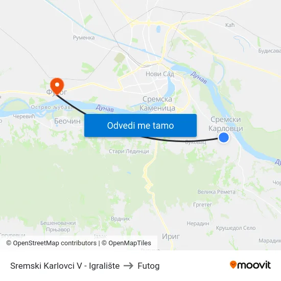 Sremski Karlovci V - Igralište to Futog map
