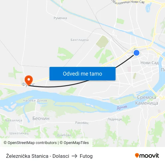 Železnička Stanica - Dolasci to Futog map