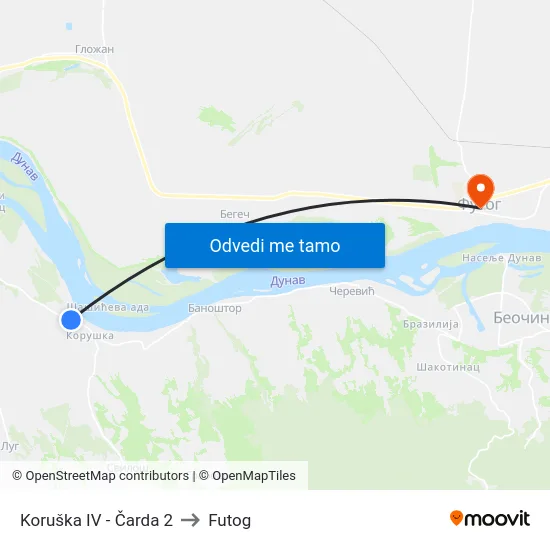 Koruška IV - Čarda 2 to Futog map