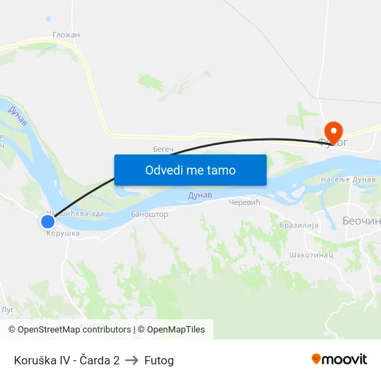 Koruška IV - Čarda 2 to Futog map