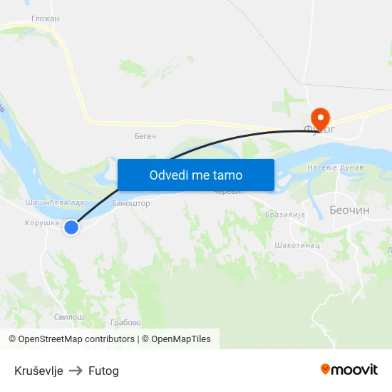Kruševlje to Futog map