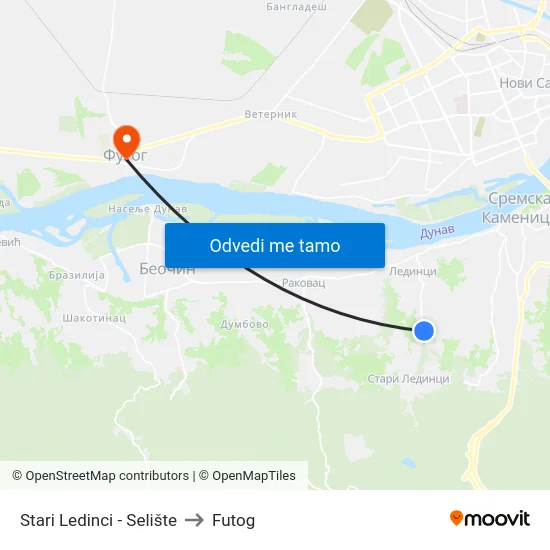 Stari Ledinci - Selište to Futog map