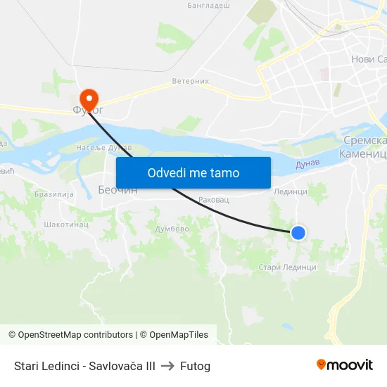 Stari Ledinci - Savlovača III to Futog map