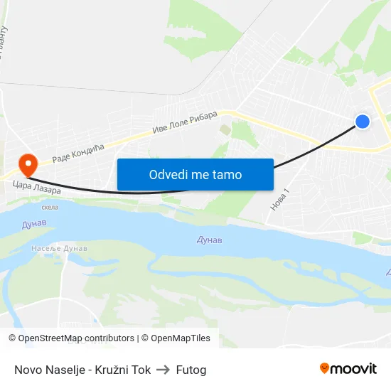 Novo Naselje - Kružni Tok to Futog map