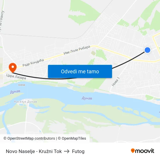 Novo Naselje - Kružni Tok to Futog map