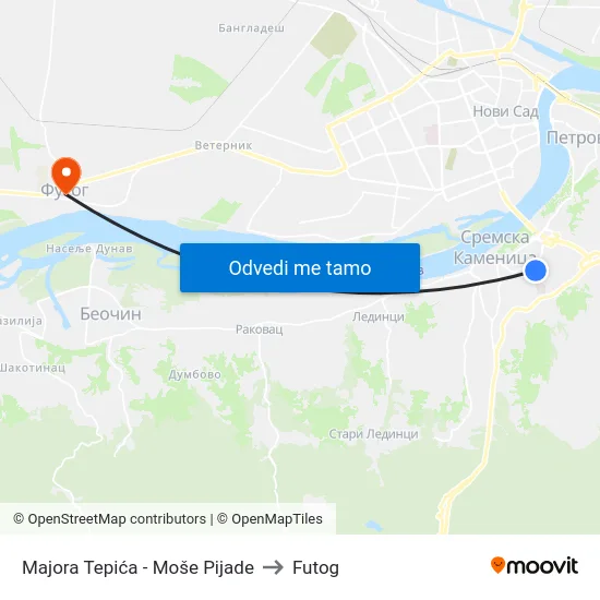 Majora Tepića - Moše Pijade to Futog map